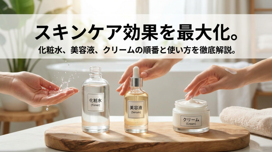 スキンケア効果を最大化。化粧水、美容液、クリームの順番と使い方を徹底解説。
