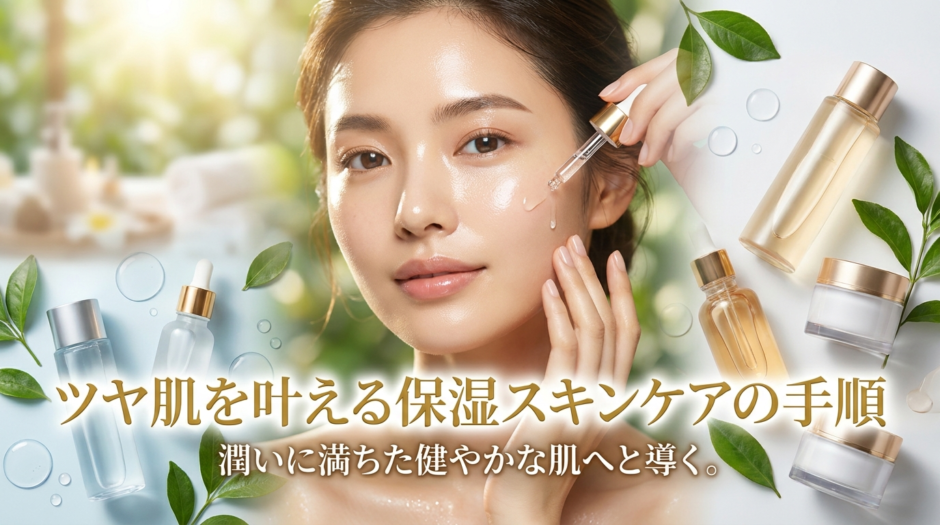 ツヤ肌を叶える保湿スキンケアの手順。潤いに満ちた健やかな肌へと導く。